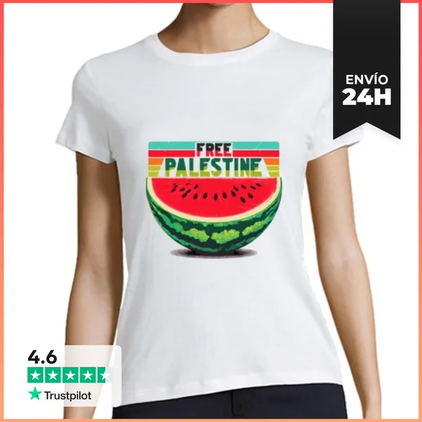 Camiseta Mujer Clásica Sandía Palestina Libre LaTostadora