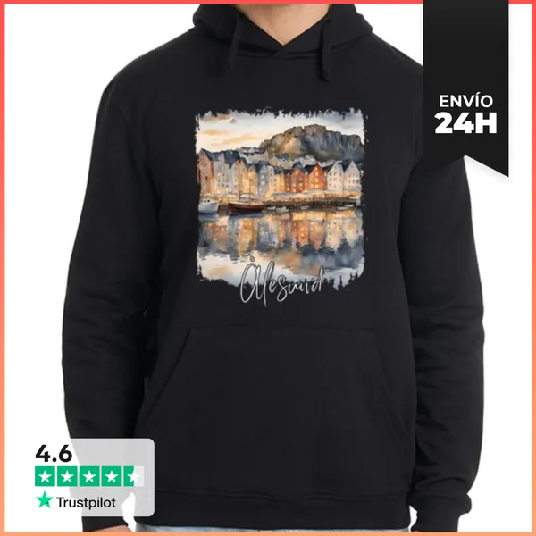 Sudadera Unisex Con Capucha Acuarela De Alesund, Alesund Noruega