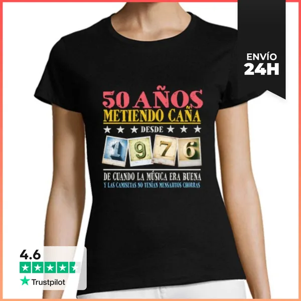 Camiseta Mujer Clásica 50 Años 1976 Cumpleaños Retro LaTostadora