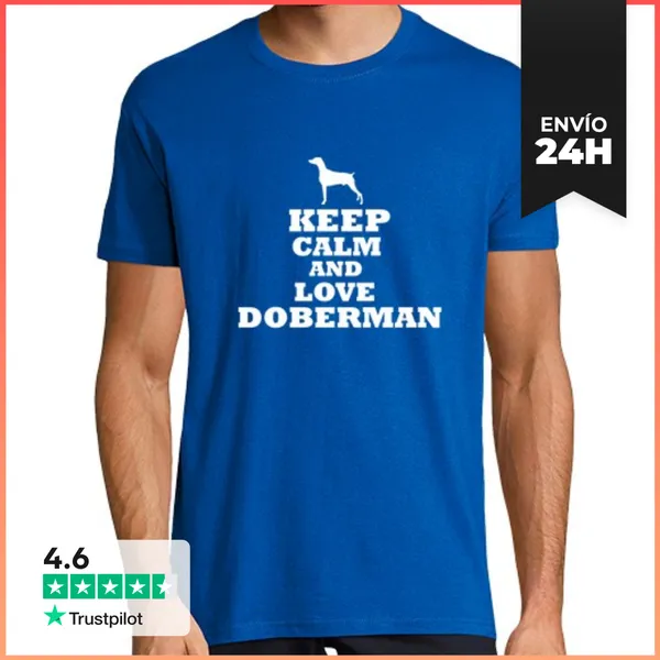 Camiseta Hombre Clásica Keep Calm And Love Doberman LaTostadora