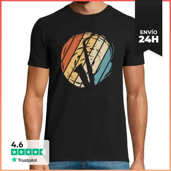 Camiseta Hombre Clásica Retro Saxophone Player Saxofon