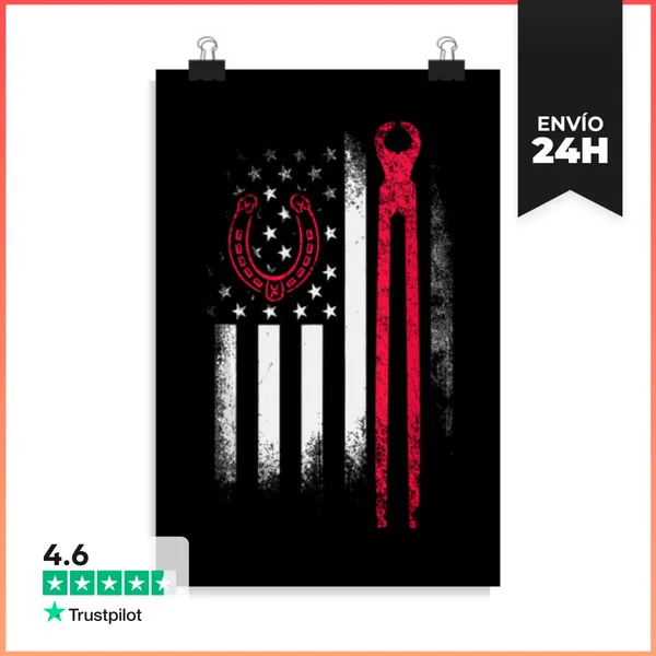 Póster Vertical Herramientas De Herrador Bandera Clavo De