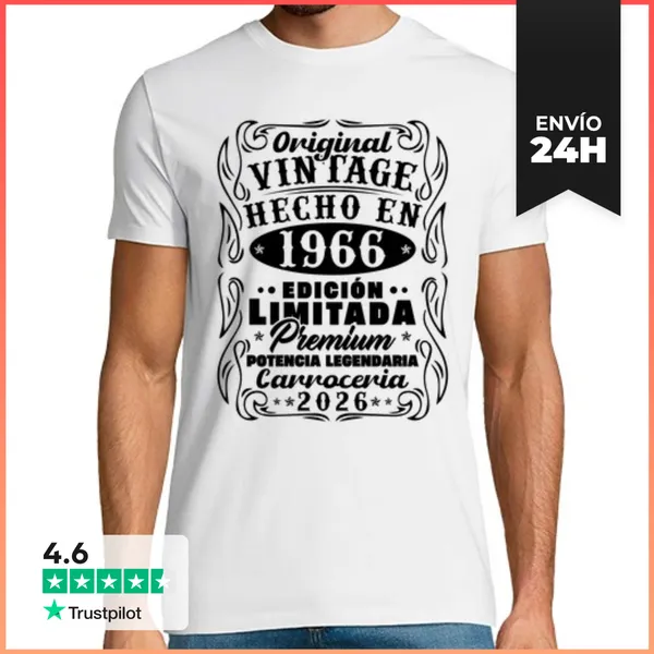 Camiseta Hombre Clásica 60 Años 1966 Vintage Aniversario Regalo