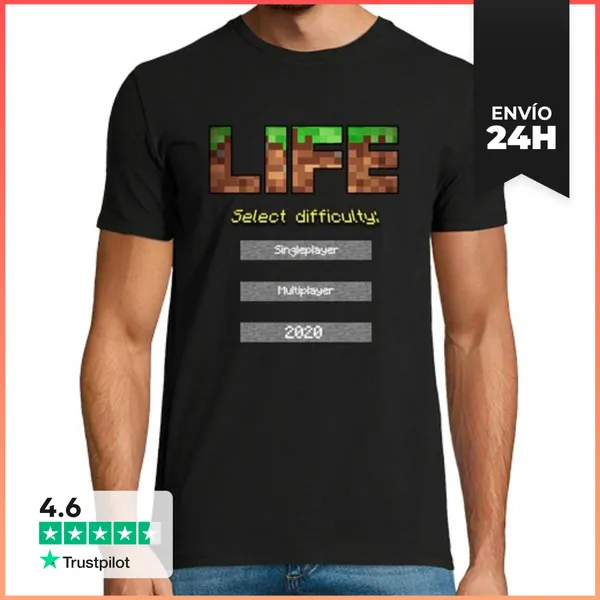 Camiseta Hombre Clásica 2020 Life Seleccionar Minecraft