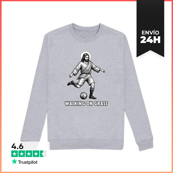 Sudadera Unisex Jesús Fútbol - Caminando Sobre La Hierba - Sátira