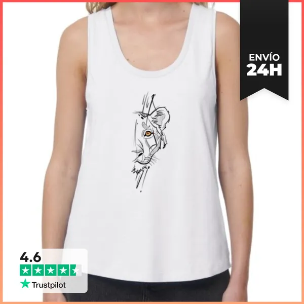 Camiseta Mujer Sin Mangas, Loose Fit Leona Incompleta LaTostadora
