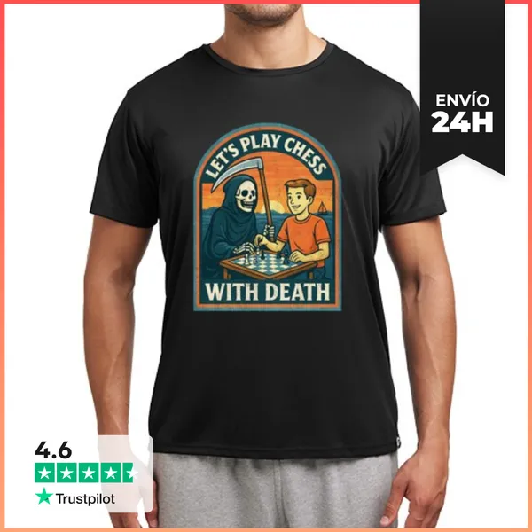 Camiseta Deportiva Hombre Lets Play Chess With Death LaTostadora