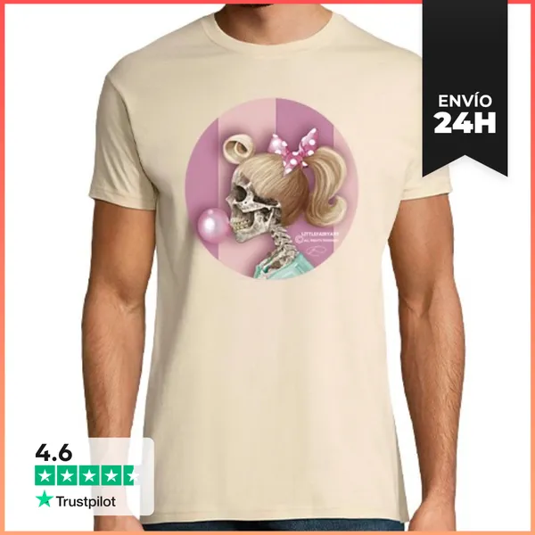 Camiseta Hombre Clásica Pin Up Skull Gum LaTostadora