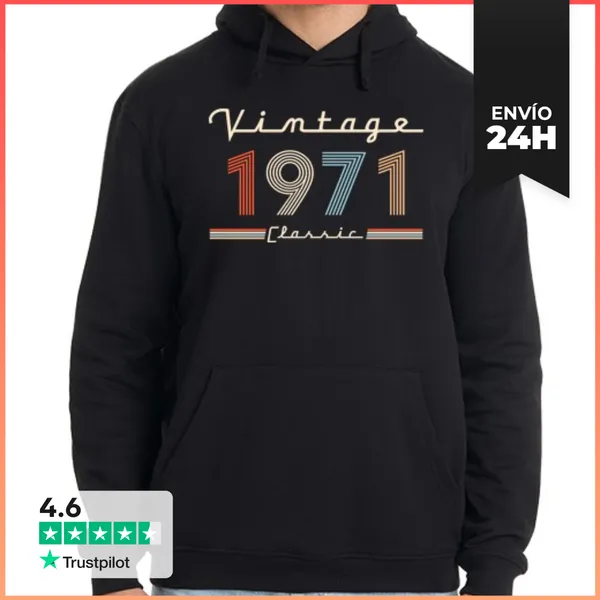 Sudadera Unisex Con Capucha 1971 - Vintage Classic LaTostadora
