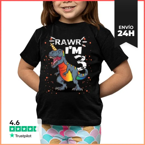 Camiseta Clásica Para Niños 3er Cumpleaños Dinosaurio T Rex
