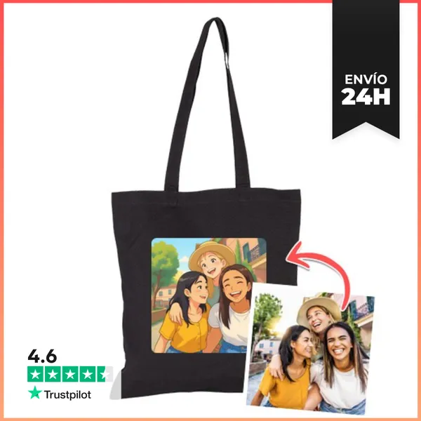 Bolsa De Tela Efecto Anime Bolsa Foto Personalizable LaTostadora