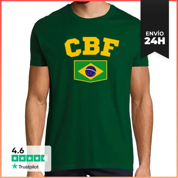 Camiseta Hombre Clásica Camiseta Brasil CBF Personalizable Hombre