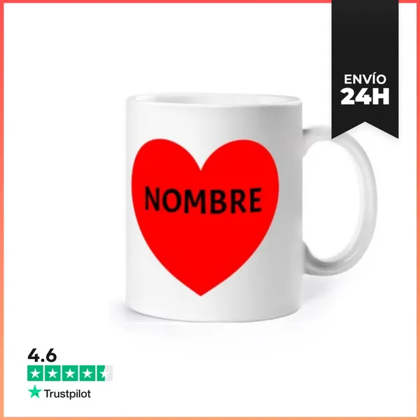 Taza Tu Nombre Corazón San Valentín Regalos Personalizados San
