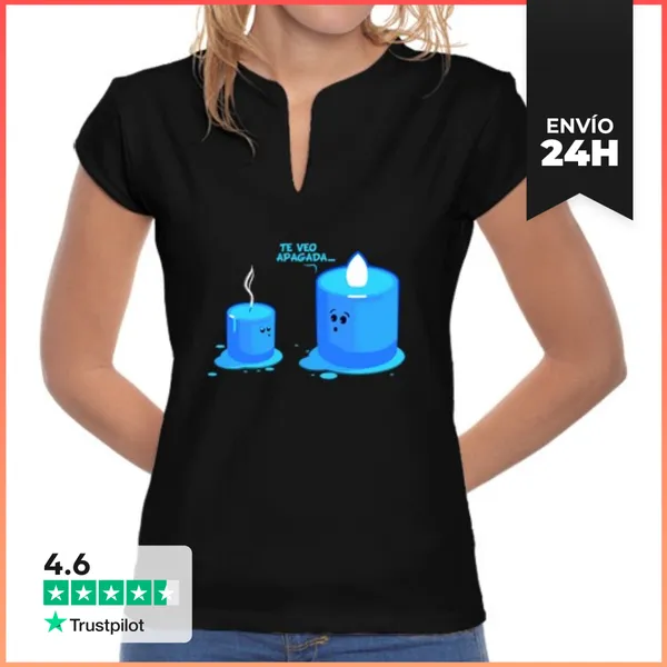Camiseta Mujer Cuello Mao Te Veo Apagada LaTostadora