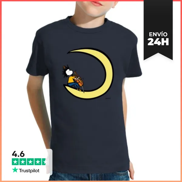 Camiseta Clásica Para Niños Moon And Cello LaTostadora