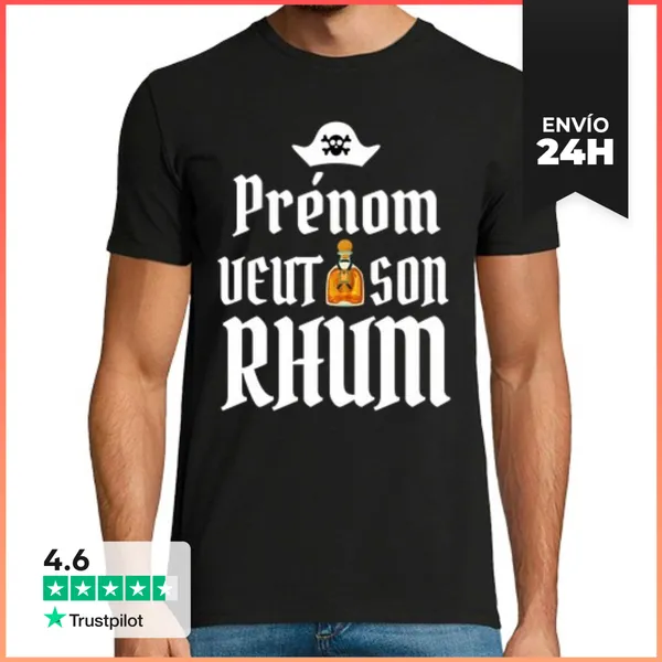 Camiseta Hombre Clásica El Nombre Quiere Su Ron Pirata