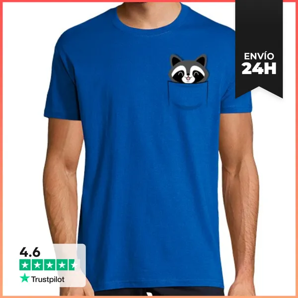Camiseta Hombre Clásica Mapache Bolsillo LaTostadora