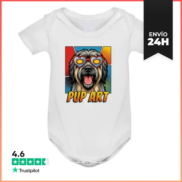 Body Bebé Perro Briard Retro Pop Art LaTostadora