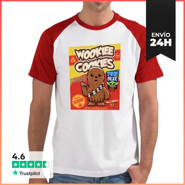 Camiseta Hombre, Estilo Béisbol Galletas Wookiee LaTostadora