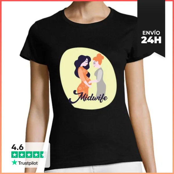 Camiseta Mujer Clásica Partera Con Esposa Embarazada Regalo