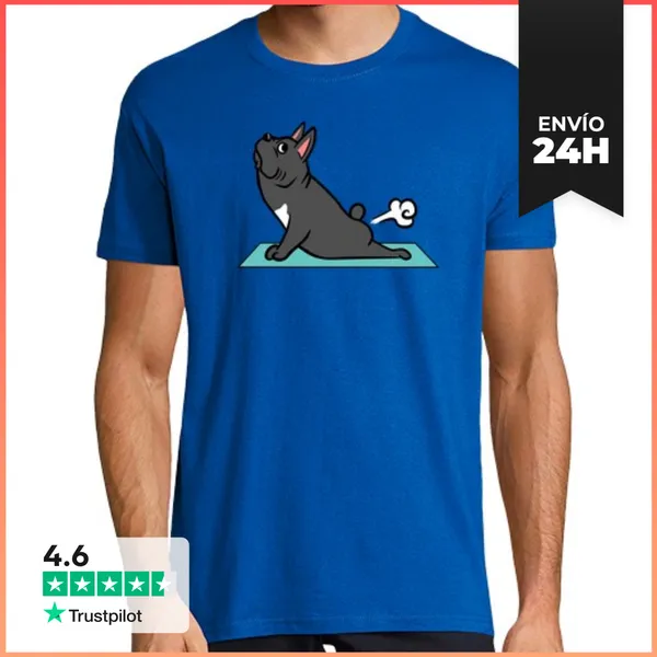 Camiseta Hombre Clásica Perro Bulldog Francés Yoga LaTostadora