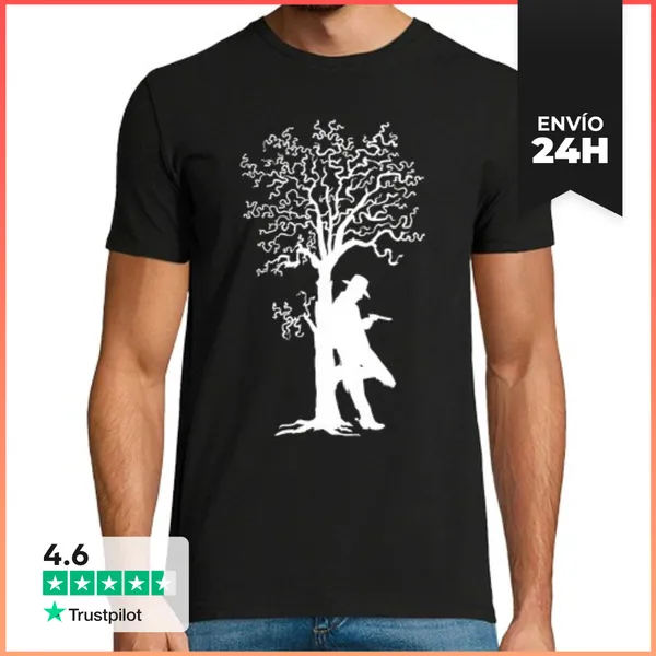 Camiseta Hombre Clásica Vaquero Silueta Solitaria LaTostadora
