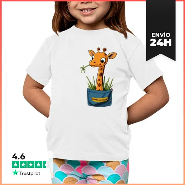Camiseta Clásica Para Niños Jirafa De Bolsillo Salvaje