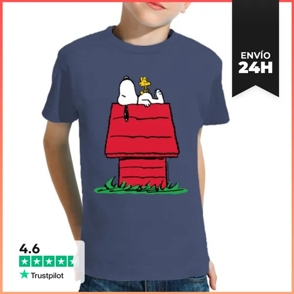 Camiseta Clásica Para Niños Casita De Snoopy Y Woodstock
