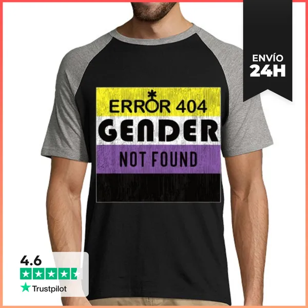Camiseta Hombre, Estilo Béisbol Error 404 Género No Encontrado