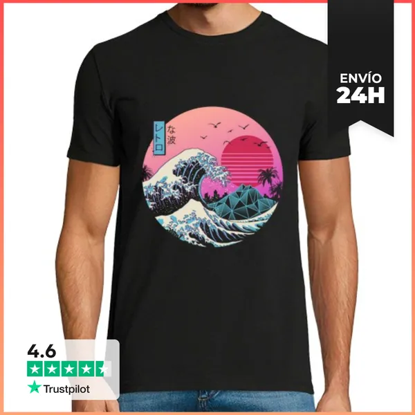 Camiseta Hombre Clásica La Gran Camisa Retro De Onda Menx