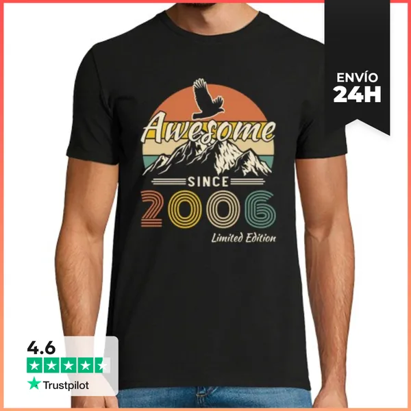 Camiseta Hombre Clásica 20 Años 2006 Vintage Cumpleaños Retro