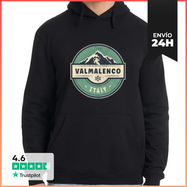 Sudadera Unisex Con Capucha Esquiar Valmalenco Italia LaTostadora