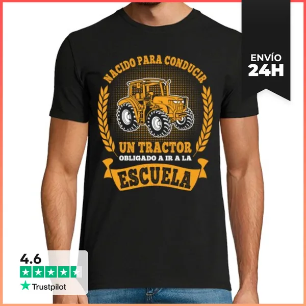 Camiseta Hombre Clásica Nacido Para Conducir Tractor Granjero