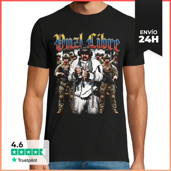 Camiseta Hombre Clásica Venezuela Libre Maduro DEA Trump