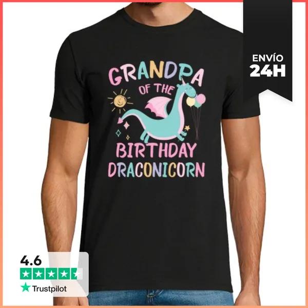 Camiseta Hombre Clásica Abuelo De La Cumpleañera Dracon