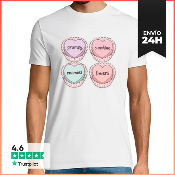 Camiseta Hombre Clásica Caramelos Corazón Gruñón Sol Enemigos