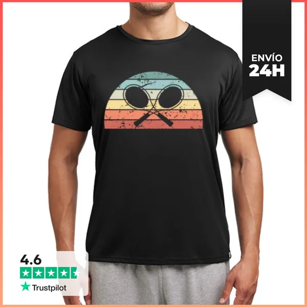 Camiseta Deportiva Hombre Retro Tenis Atardecer Vintage Deportes