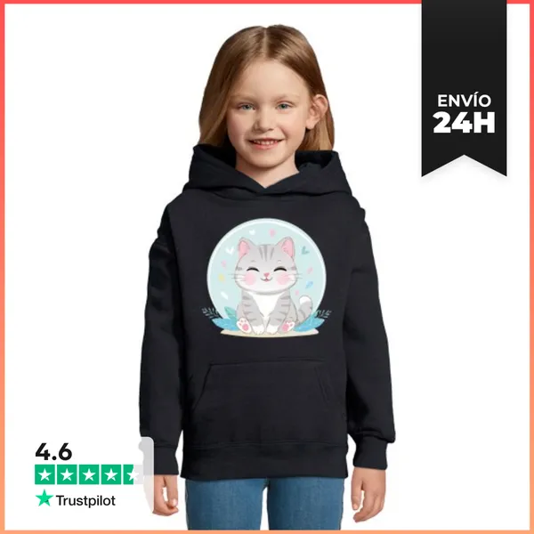Sudadera Para Niños Con Capucha Gato Kawaii LaTostadora
