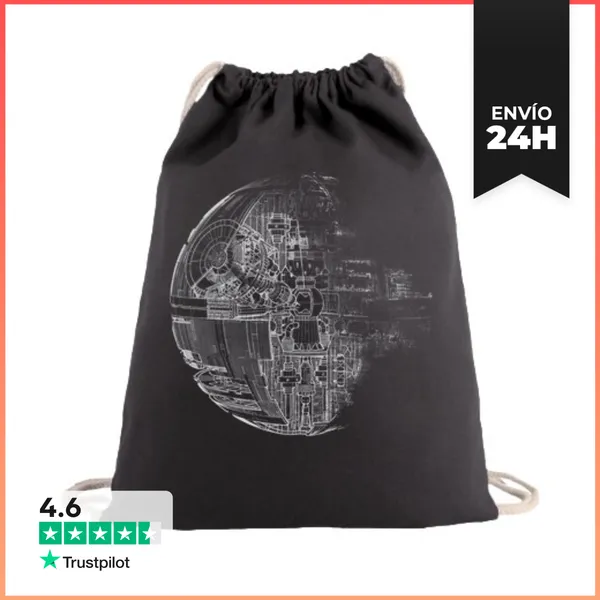 Mochila Saco Con Cuerdas Estrella De La Muerte Grey LaTostadora