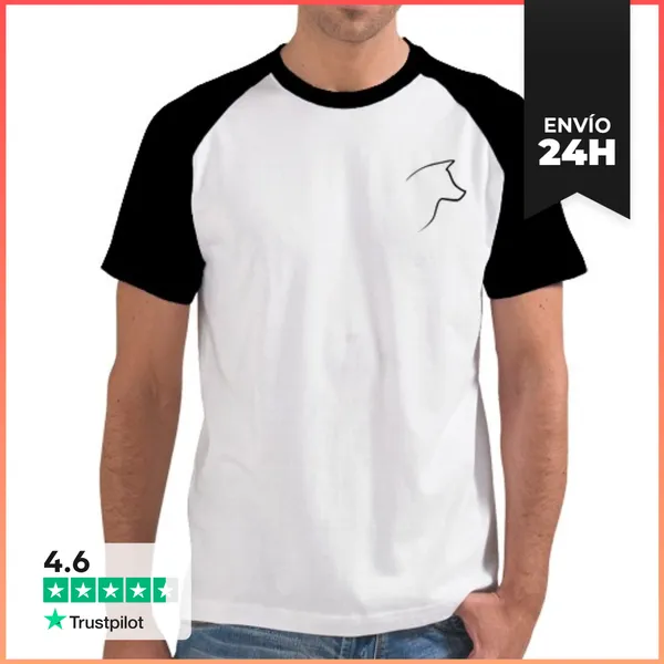 Camiseta Hombre, Estilo Béisbol Camiseta Hombre Silueta Akita Inu