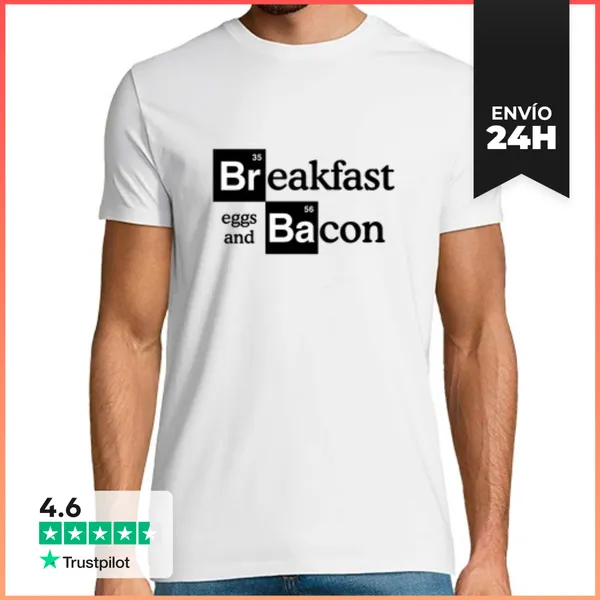 Camiseta Hombre Clásica Rompiendo El Logo Malo - Desayuno - Hei