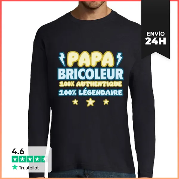 Camiseta Hombre Manga Larga Papá Manitas Regalo Del Día Del Padre