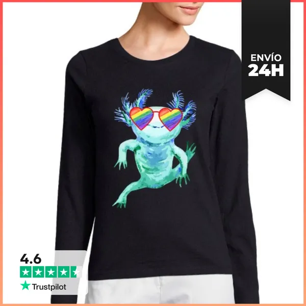 Camiseta Mujer Manga Larga Amante Del Axolote Azul Cosas LGBTQ