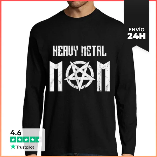 Camiseta Hombre Manga Larga Camiseta De Mamá Rock Música Heavy