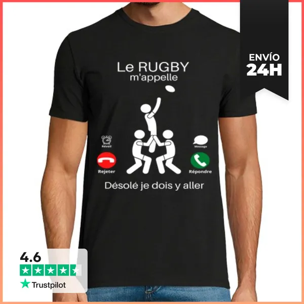 Camiseta Hombre Clásica Rugby Rugby Me Llama Humor Regalo De