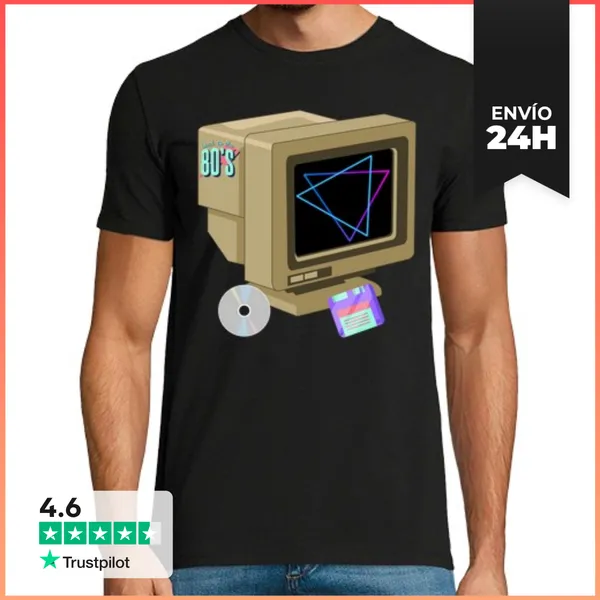 Camiseta Hombre Clásica Computadora De Los 80 LaTostadora