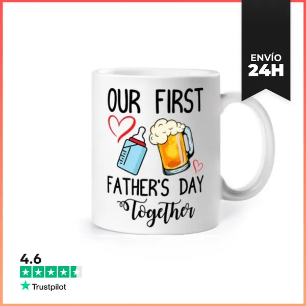 Taza Día Del Padre, Cerveza Y Botella, Papá Y Bebé. LaTostadora