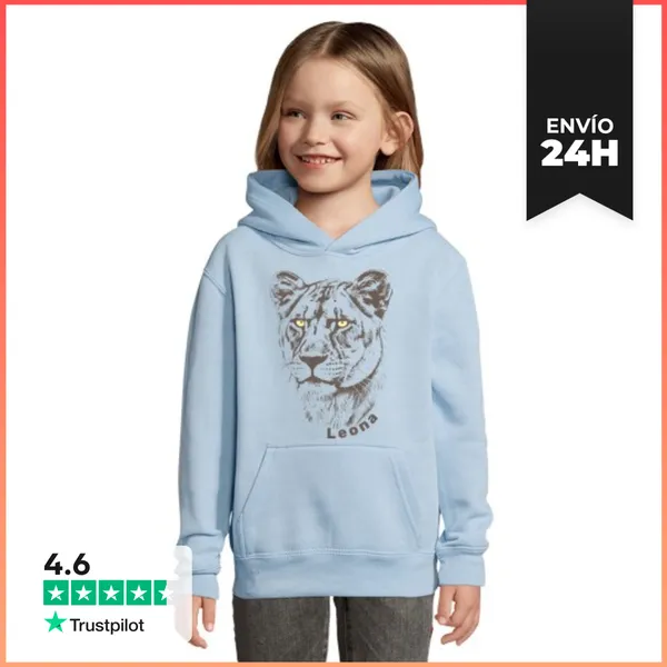 Sudadera Para Niños Con Capucha Leona Con Palabra LaTostadora