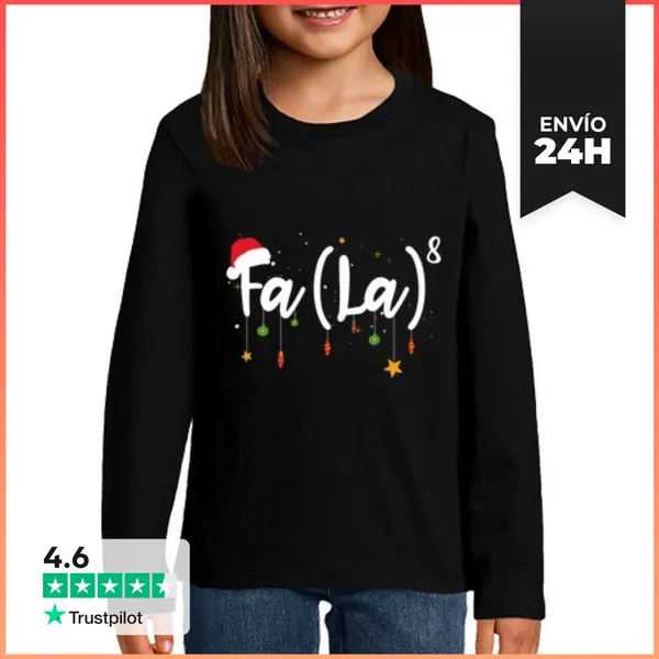 Camiseta Manga Larga Para Niños Fa La8 Divertido Navidad Santa Fa