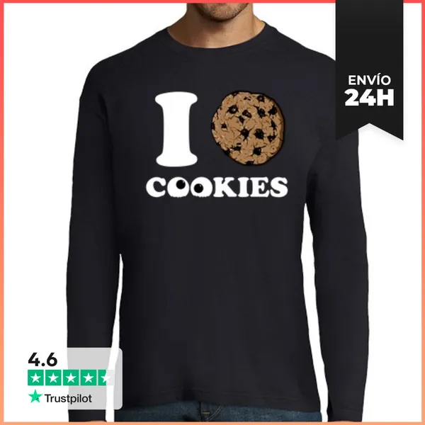 Camiseta Hombre Manga Larga I Love Cookies LaTostadora